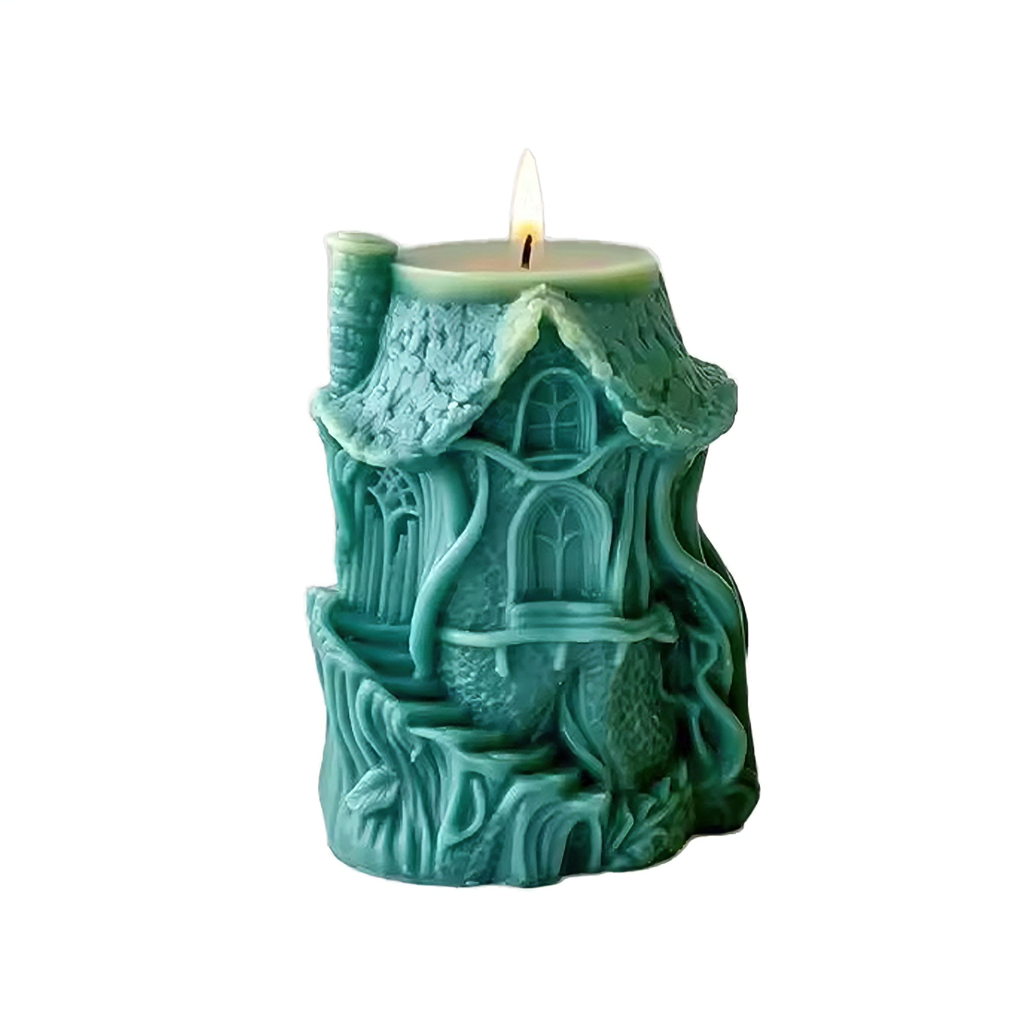 2PCS Wooden House Silicone Candle Mold, Treehouse Candle Mold Production, Aromatherapy Candle Ornaments Resin Casting Silicone Molds for Home Decor & Candle Making Craft Mold