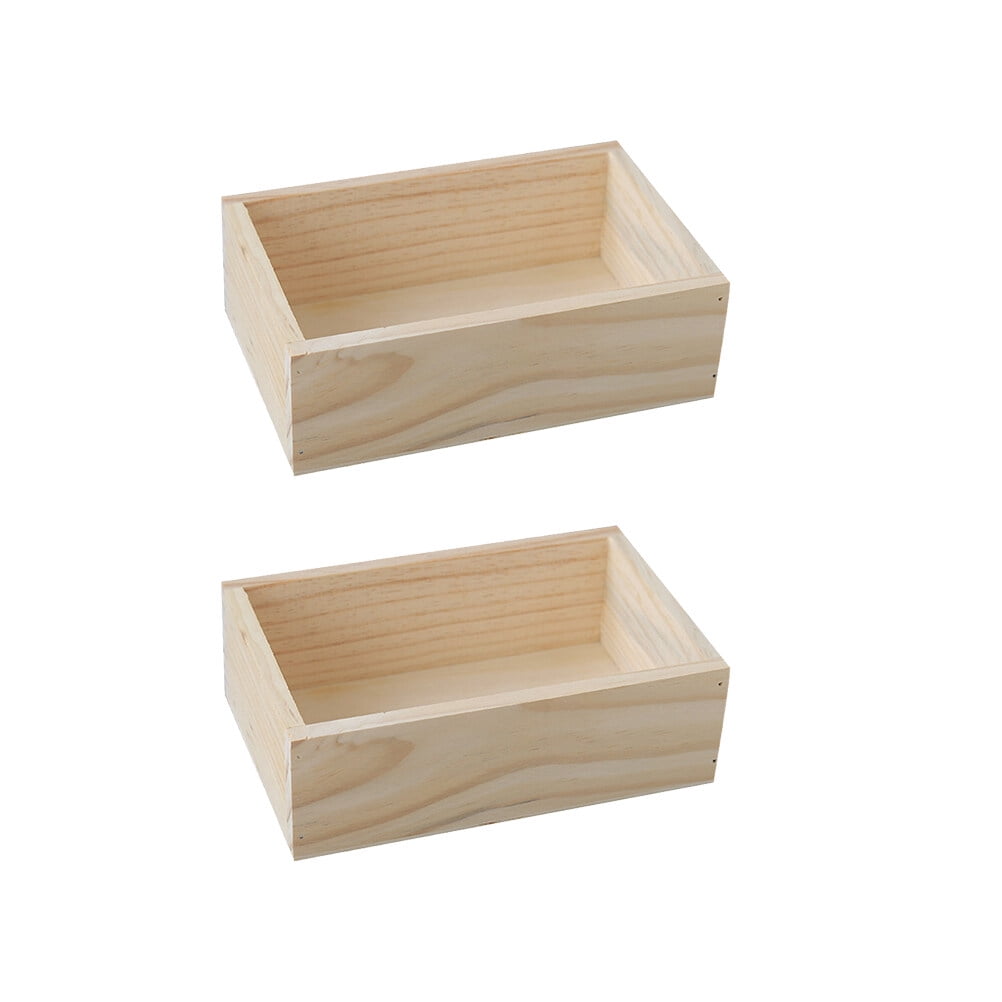 2PCS Wooden Multifunctional Storage Box Rectangular Wooden Desktop