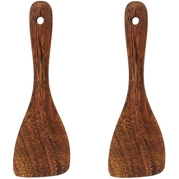 2PCS Wooden Rice Spoon Rice Paddle Rice Cooker Spatula Kitchen Cooking Spoons for Kitchen (oblique head)
