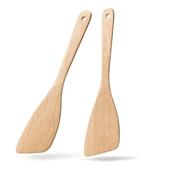 2PCS Wooden Spatulas for Cooking, 12.8inch Coated  Wood Turners for Frying, Non-Scratch Wood Bevel Spurtle for Pan & Wok,Wooden Cooking Utensils for Non Stick Cookware,Long Handle Scraper