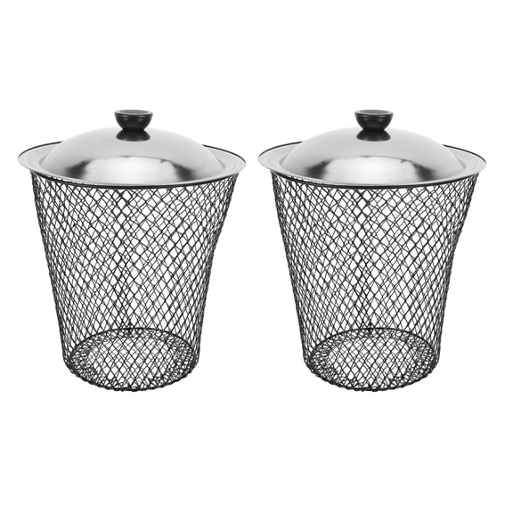 2PCS Worm Bins for Growing Worms: Outdoor Composter - Vermicomposting Bin Metal Covered Trash Can for Patio Yard Composting