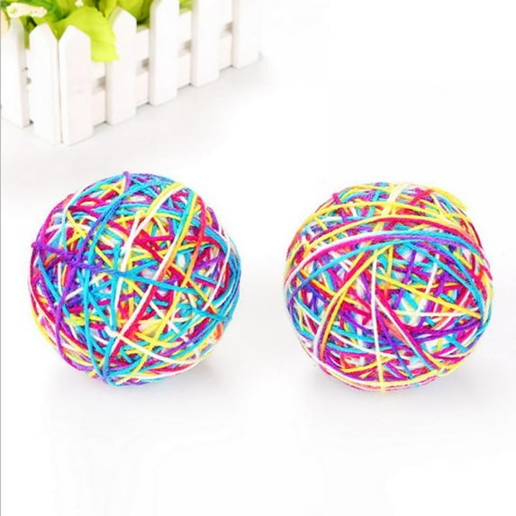 2PCS Woven Wool Cat Toy Ball Cat Ball Interactive Cat Ball Cat Rolling Ball Scratch Cat Eco-Friendly Toy Pets Interactive Toy Bite and Wear Resistan