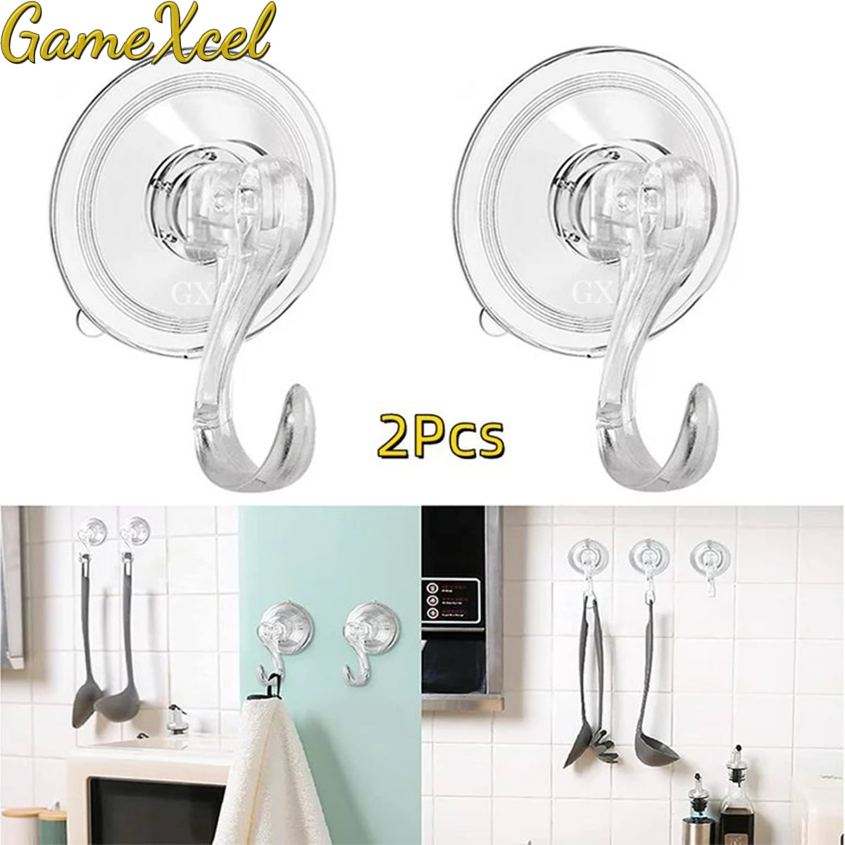 VIS'V Suction Cup Hooks, Small Clear Heavy Duty Vacuum Suction Hooks Shower  Wall Suction Cup Hangers Removable Reusable Window Glass Door Suction