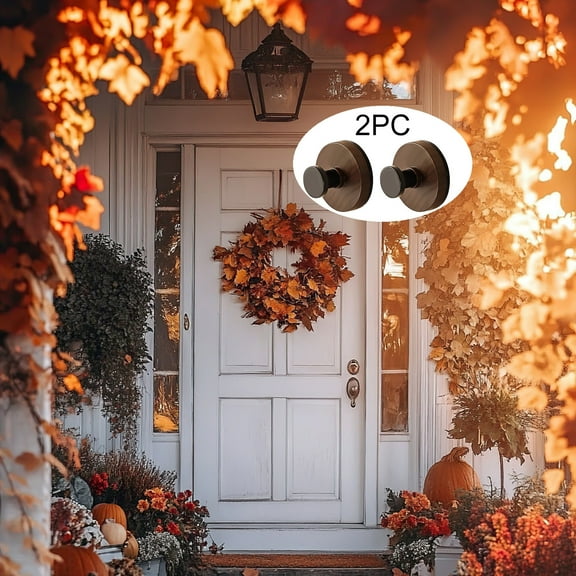 2PCS Wreath and Rattan Hangers for Front Door,Wooden Suction Cup Reef Hook for Glass Window,Over Door,Christmas,Thanksgiving,Halloween,July 4th,Easter,Valentine,Spring,Summer,Fall