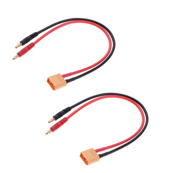2PCS XT90 Connector to 4mm Banana Plug Battery Charging Charger Cable RC Toy