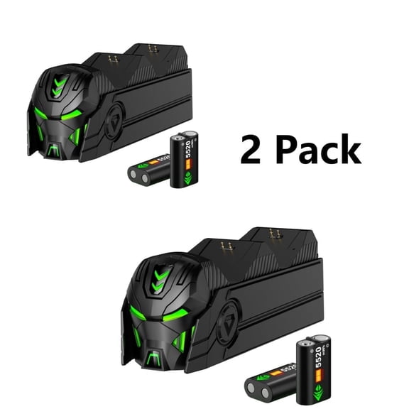 2PCS Xbox Controller Charger,QQV Dual Charging Station Dock with 2x5520mWh Rechargeable Battery Packs for Xbox One/Series X|S Controller Accessories-White