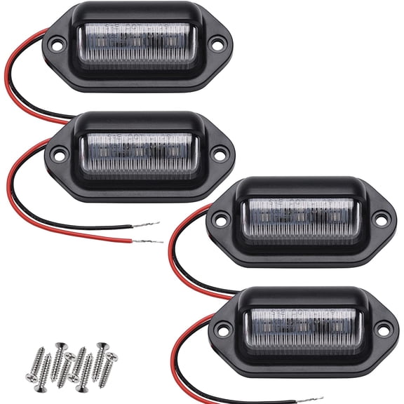 2PCS Xenon White LED License Plate Light - 12V-24V DC Waterproof 6-SMD Lamp Taillight for Truck, SUV, Trailer, Van, RV, Boats - Step Courtesy, Dome/Cargo, Under Hood Light