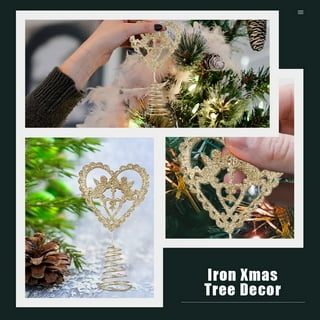 Hemoton 2PCS Xmas Heart-shaped Tree Topper Iron Art Christmas Tree  Decoration 