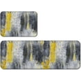 thumbnail image 1 of 2PCS Yellow Ombre Kitchen Rugs Abstract Floor Runner Yellow and Gray Non-Slip Area Carpets Mustard Grunge Kitchen Mat Set for Farmhouse Bathroom Laundry 16" x 47", 1 of 6