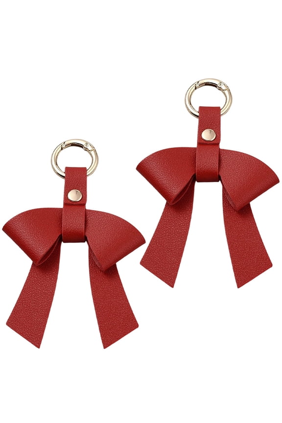 2PCS Yellow PU Leather Keychain Bag Charm for DIY