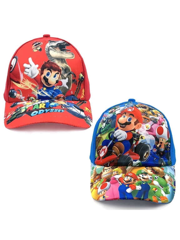 2PCS baseball cap red and black classic character cartoon pattern hat suitable for daily wear, outdoor travel, versatile models