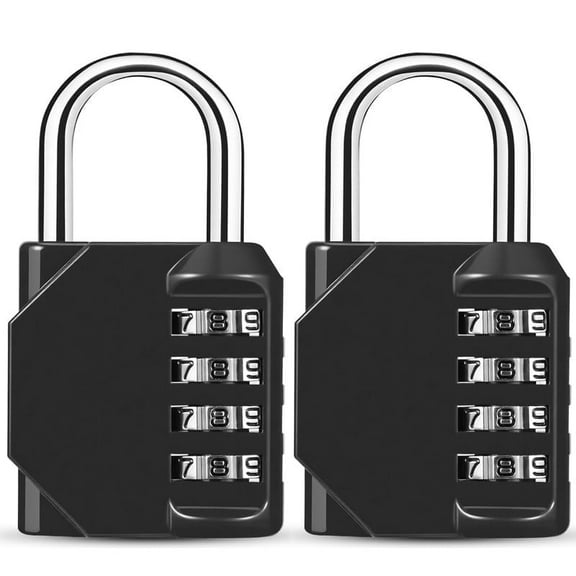 2PCS black combination lock, used for 4-digit outdoor waterproof padlock of lockers, suitable for schools, gymnasiums, sports venues, fences, tool boxes, gates, boxes, outdoors and buckle storage.