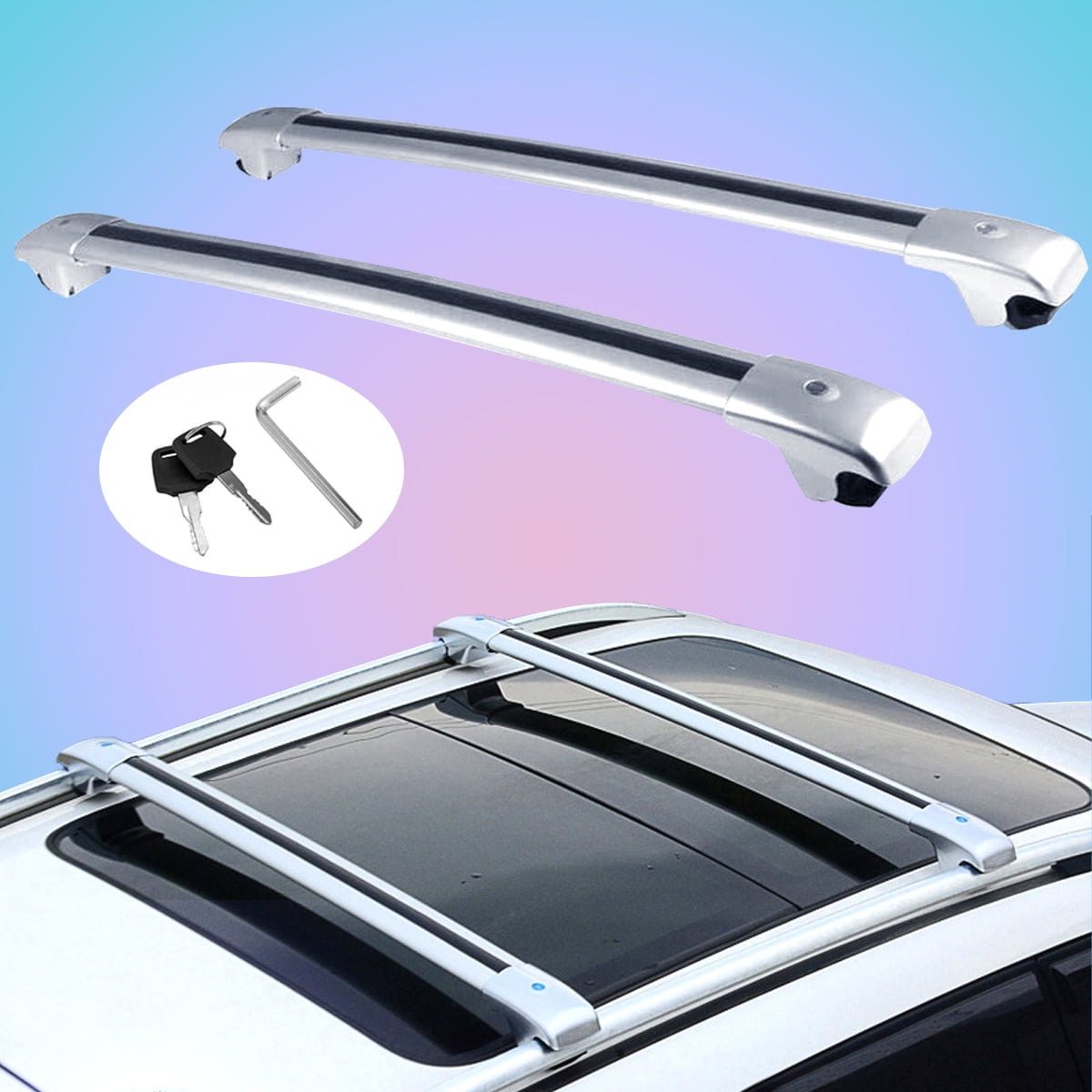 2PCS fit for chevy Traverse 2018 2023 Lockable Roof Rail Rack Crossbars Cross Bars Aluminum Alloy Walmart