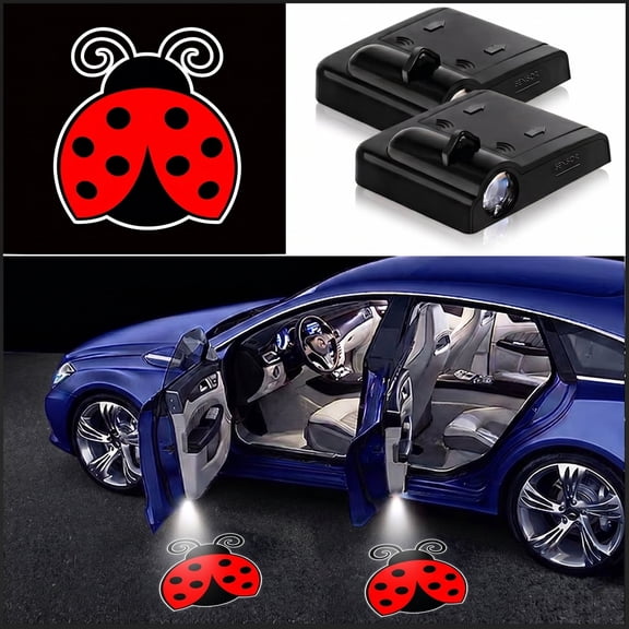 2PCS ladybug Car Door Lights Logo Projector LED Shadow Bulb Welcome Lamp,ladybug Gifts