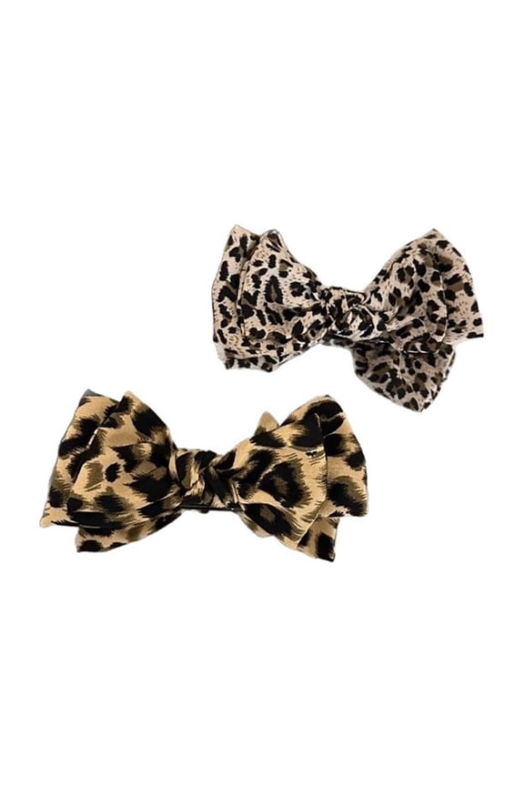 2PCS leopard print bow hair clip, elegant hair accessory, vintage claw high ponytail clip, suitable for women or girls