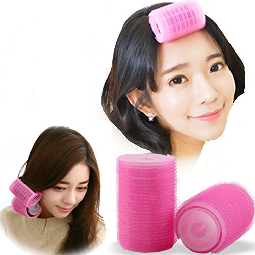 2PCS ouble-Layer Bangs Hair Curlers Roller Styling Tools, Pink