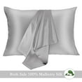 thumbnail image 1 of Jocoku 100% Mulberry Silk Pillowcase for Hair and Skin, 2 Pack Natural Silk Pillowcase Both Sides 16 momme Premium Grade 6A Silk, Soft Breathable Smooth Silk Pillow Cover - Queen, Gray, 1 of 8