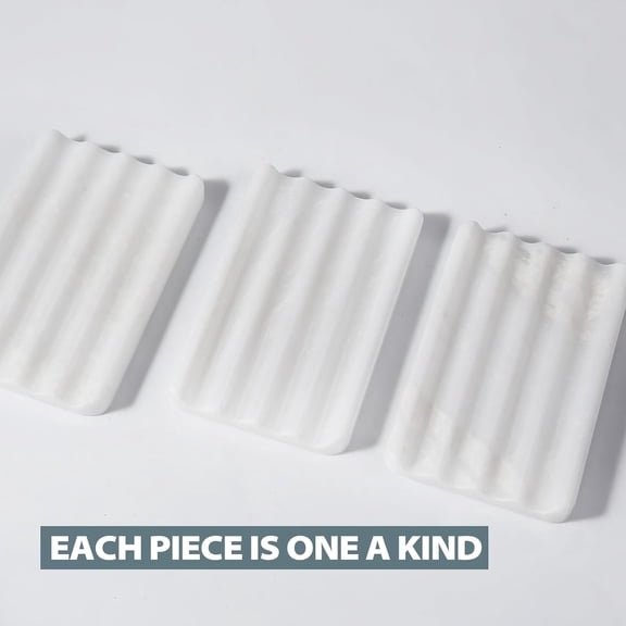 2PCSAfrican Natural Marble Soap Dish for Shower, Stone Soap Tray for Bathroom, Bar Soap Holder for Sink, Stripe Grooves Saver Keep Bars Dry Easy Clean (Namib Bianco)$$Home Decor, Kitchen, & Other