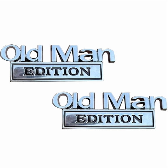 2PCSOld Man Edition Car Emblem 3D Metal Sticker Badges Old Man Addition Car Emblem Waterproof Rustproof Adhesive A