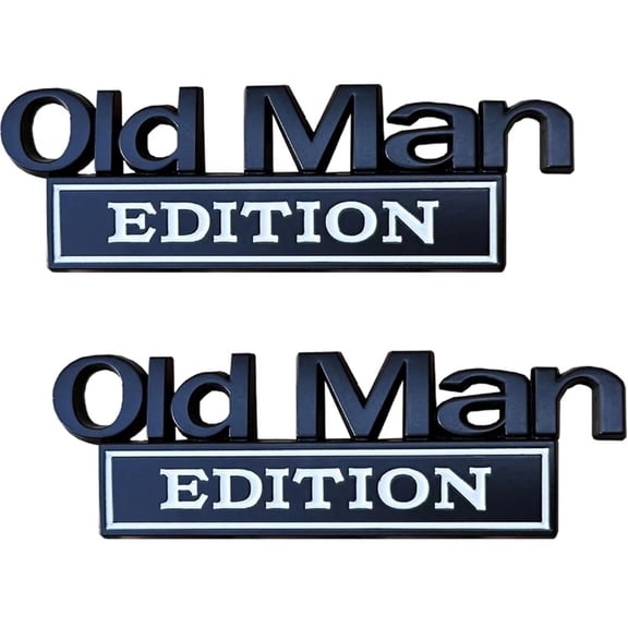 2PCSOld Man Edition Car Emblem 3D Metal Sticker Badges Old Man Addition Car Emblem Waterproof Rustproof Adhesive D