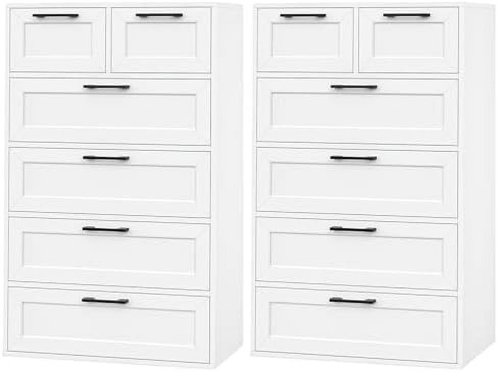 2PCs 6 Drawer White Dresser, Tall White Dresser with Large Storage ...