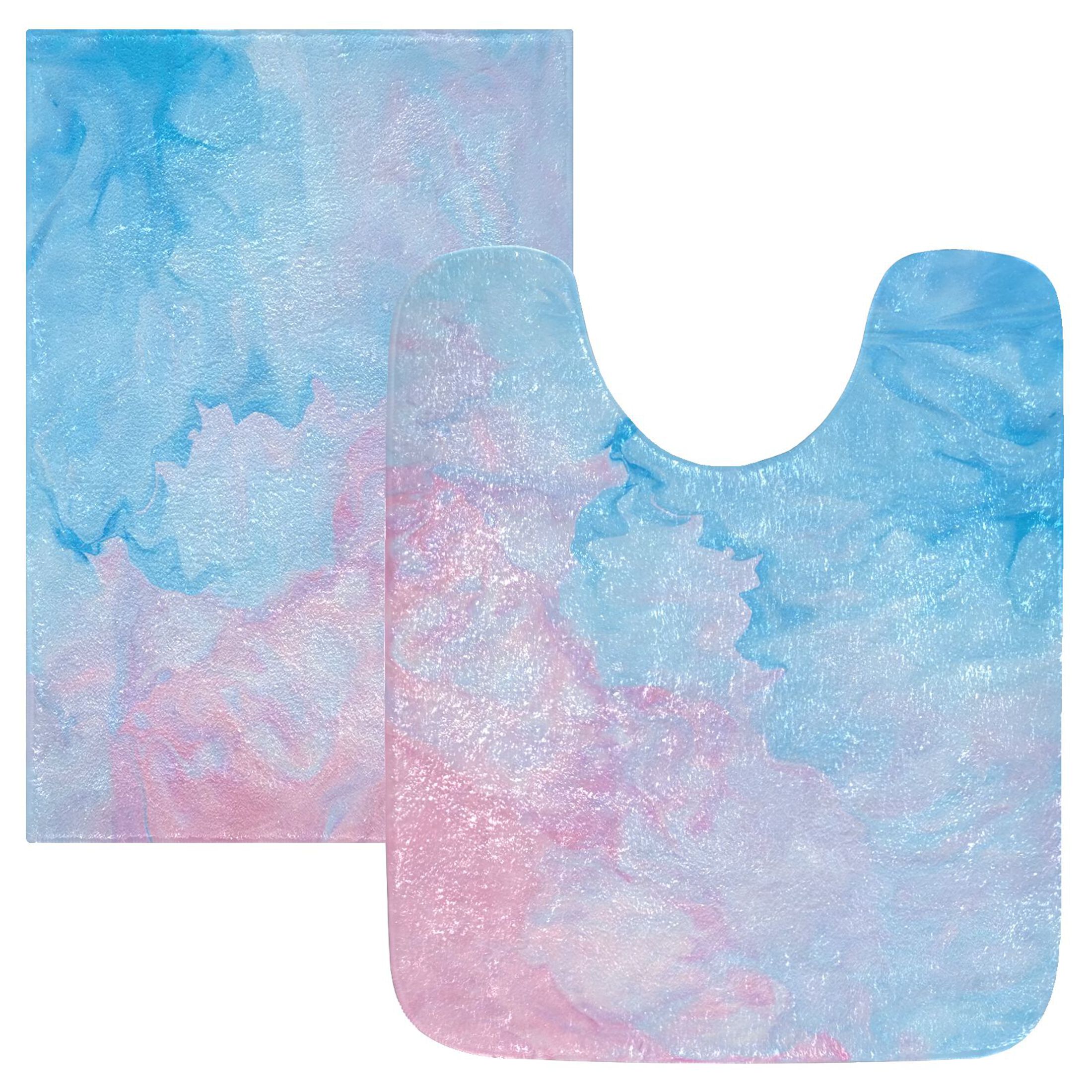 2PCs Bathroom Rugs Set Plush Toilet Base Mat 16