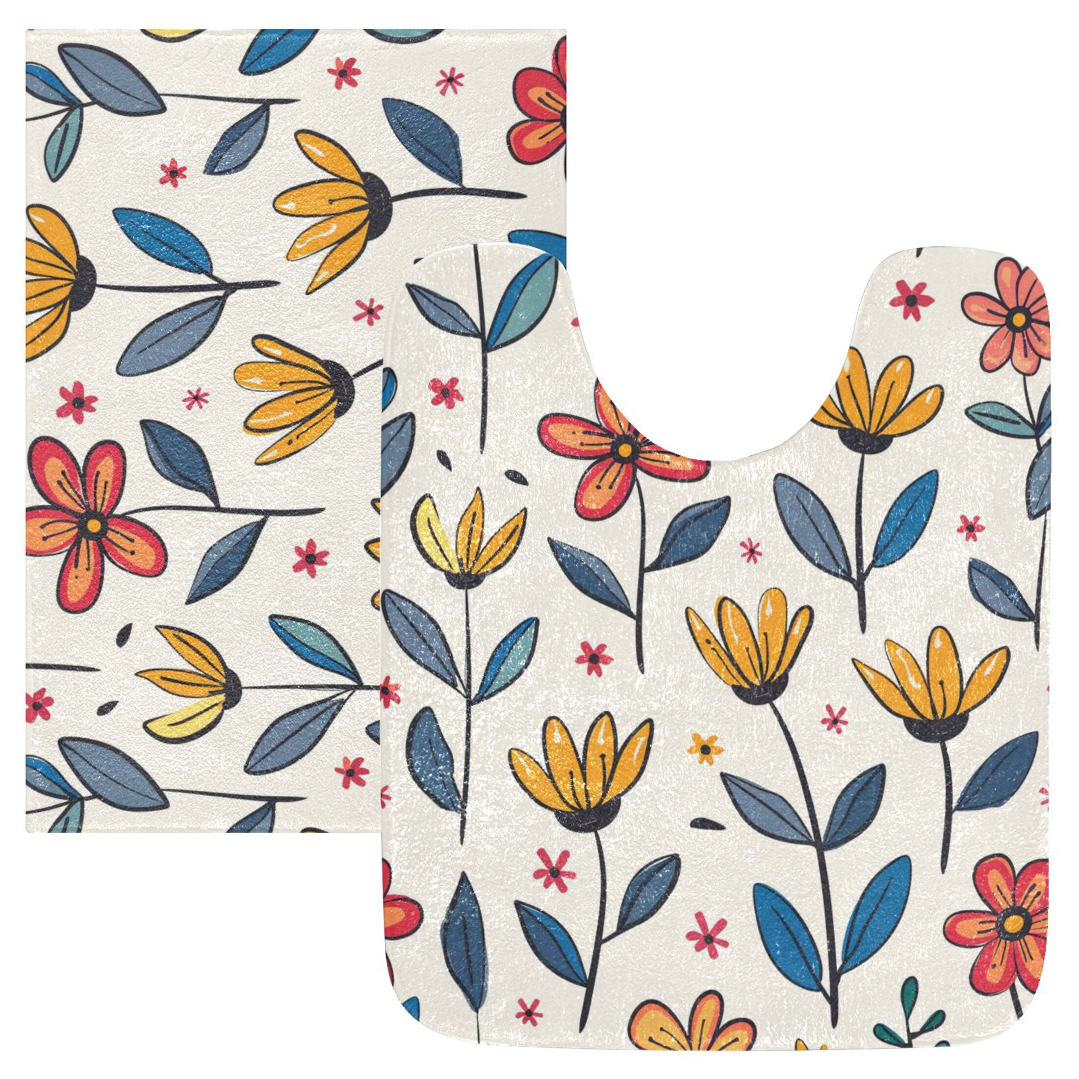 2PCs Bathroom Rugs Set Plush Toilet Base Mat 16" × 24" Bath Mat and 20