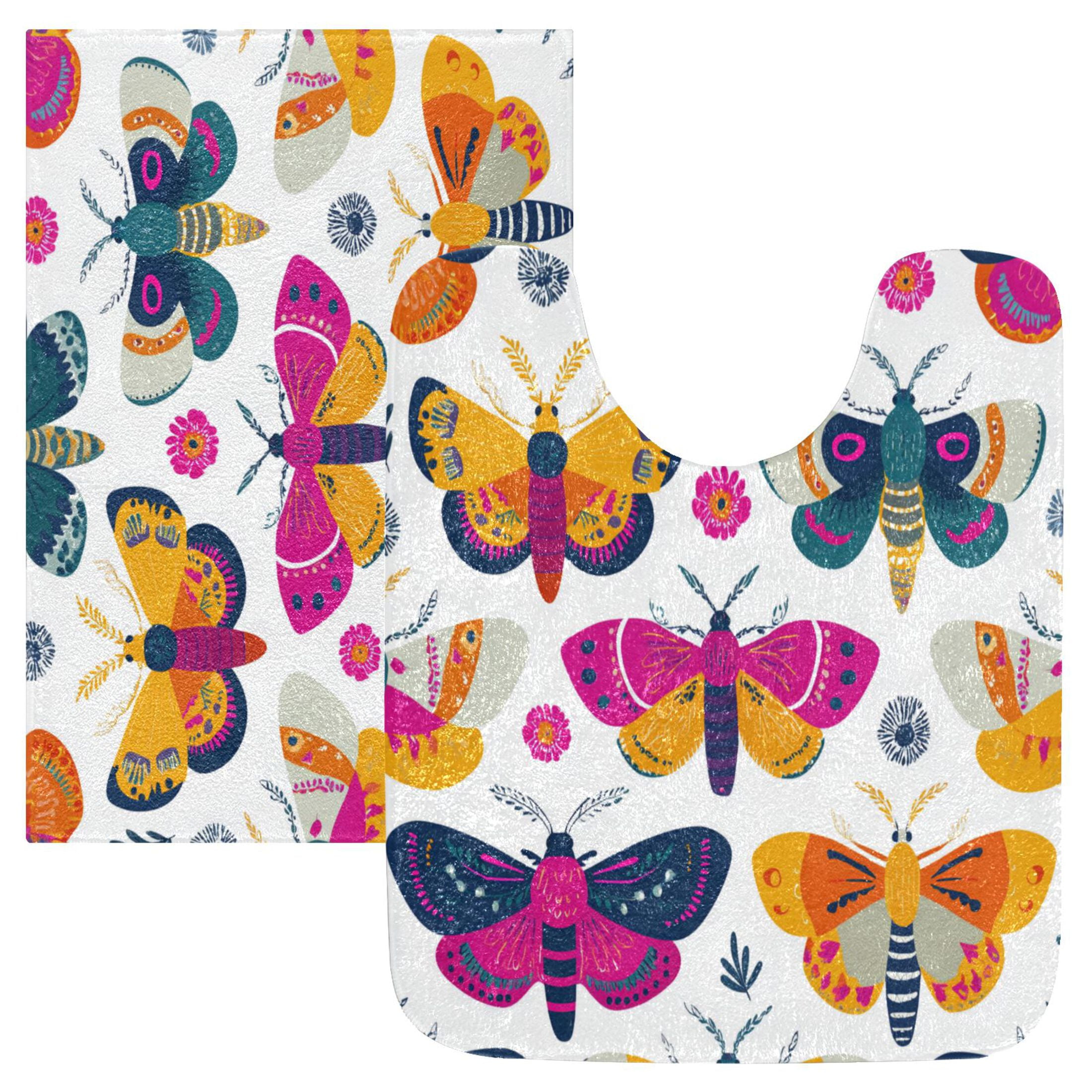 2PCs Bathroom Rugs Set Plush Toilet Base Mat 16" × 24" Bath Mat and 20 ...