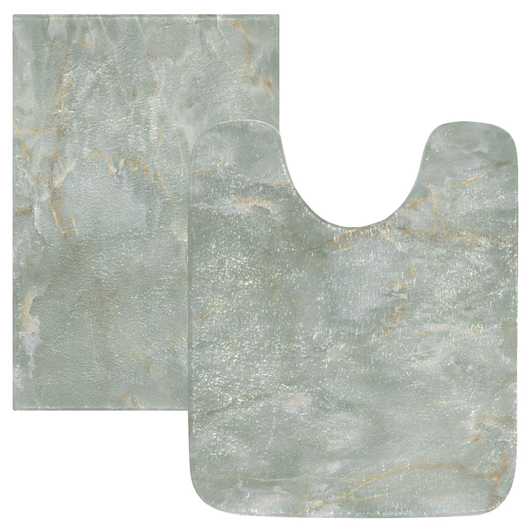 2PCs Bathroom Rugs Set Plush Toilet Base Mat 16" × 24" Bath Mat and 20