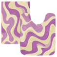 thumbnail image 1 of 2PCs Bathroom Rugs Set Plush Toilet Base Mat 16" × 24" Bath Mat and 20" × 24" U Shape Soft Rugs Non Slip Absorbent Light Purple Cream Flowing, 1 of 9