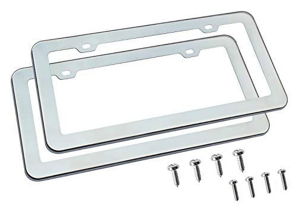 2PCs Creathome Stainless Steel License Plate Frames with Mirror Polish ...