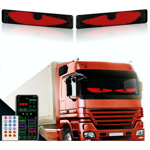 2PCs Devil Eyes Light for Windshield,23.62"x4.72" Flexible LED Eye Lights for Truck Windshield with Remote and APP Control,Dynamic Personalized LED Display Screen Panel for Car Rear Window
