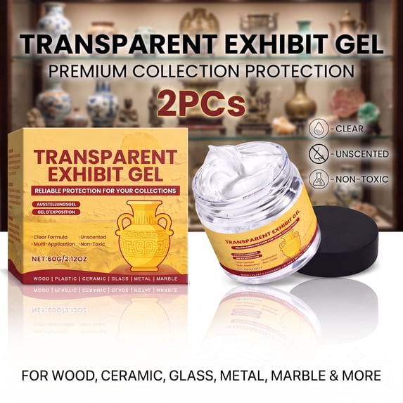 2PCs Display Gel, Non-Toxic Transparent Exhibit Gel, Reusable Earthquake Putty for Securing Glass Decorations & Artifacts