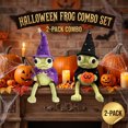 thumbnail image 1 of 2PCs Halloween Frog Toys, Soft Cuddly Witch Stuffed Dolls with Magic Wand and Pumpkin Bowl, Adorable Collectible Gift and Fall Home Decoration, 1 of 6