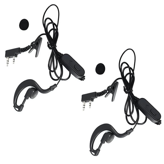 2PCs K Type Double Pin Earpiece Headsets Secure Ear Hook Strong PVC Communication Headsets Suitable for UV5R BF888S
