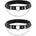 thumbnail image 1 of 2PCs Leather Leg Garter with Chains, Elastic Rock Heart Thigh Garter for Women, 1 of 5