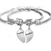 XUSITONG 2PCs Matching Heart Mother Daughter Bracelets Mother Daughter en Set Gift for Mom or Daughter