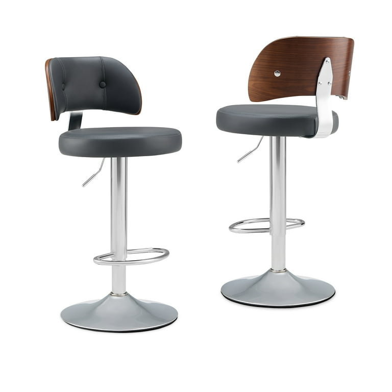 2PCs Swivel Barstool PU Leather Upholstered Adjustable Counter