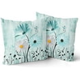 thumbnail image 1 of 2PCs Teal Daisy Pillow Covers- 16"x16" Rustic Turquoise Floral Double Sided Square Pillowcases- Farmhouse Flower Butterfly Throw Cushion Cover for Sofa Porch Patio Outdoor Decor, 1 of 1
