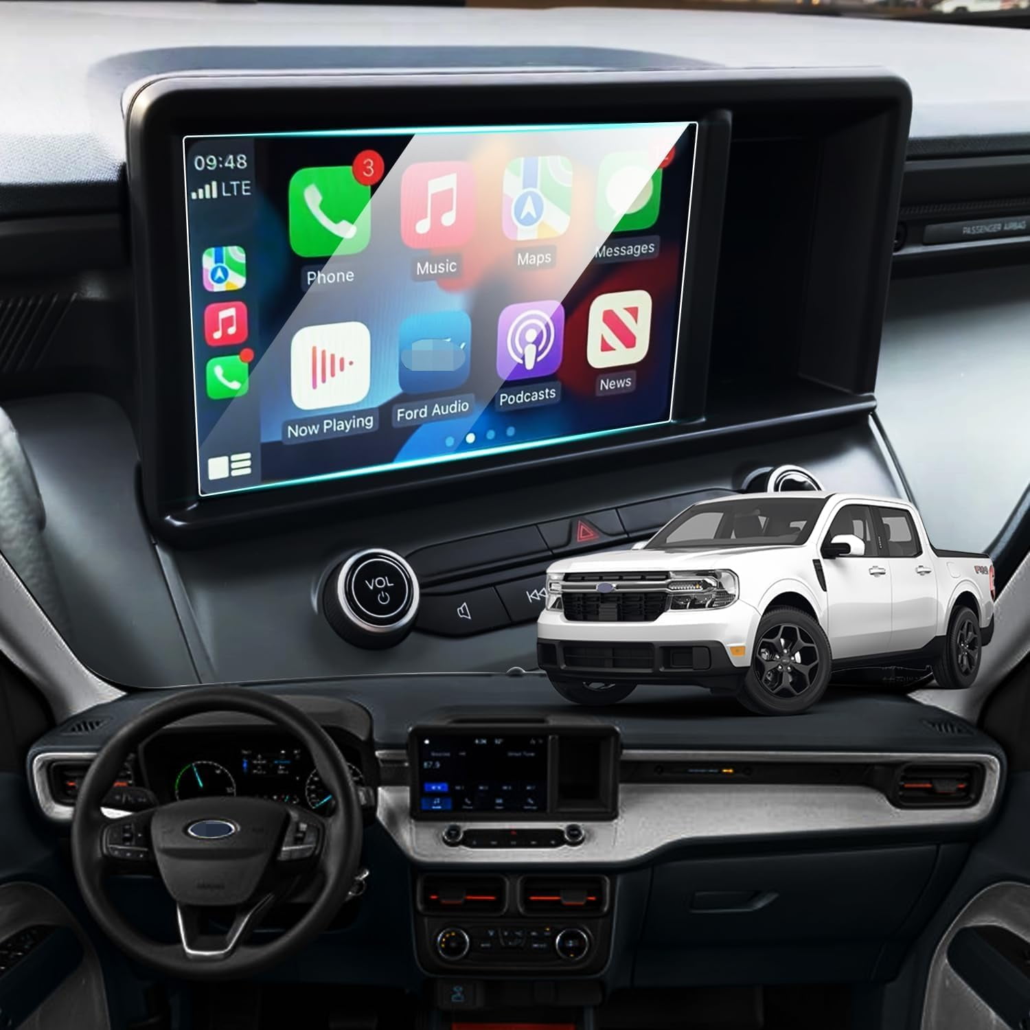 Tempered Glass Screen Protector For Ford Maverick 2022-2024 8-inch Touchscreen - 9H Hardness, HD Clear, Easy Install