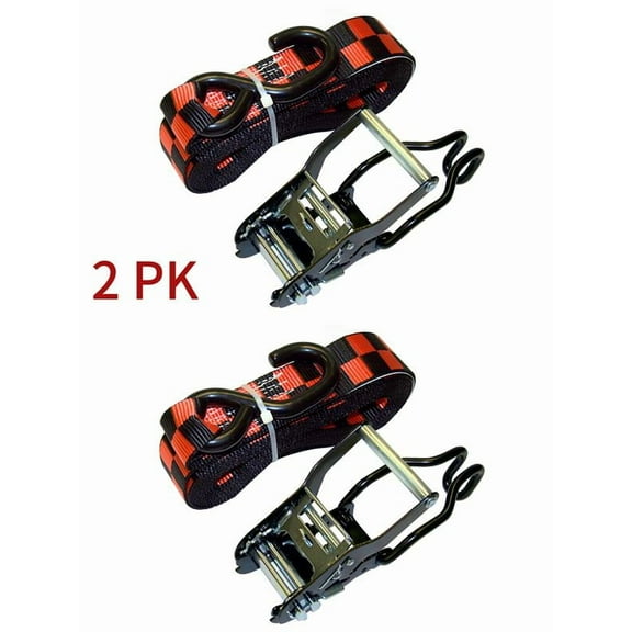 2PK 1.5''x15' Hook' N TIE tie down ratchet straps 3900lbs Breaking Strength/Racing color/with a pouch