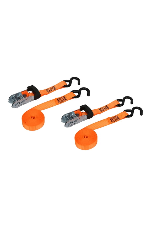 2pack 14ft Heavy Duty Ratchet Tie-Down Straps with Rubber-Coated S Hooks
