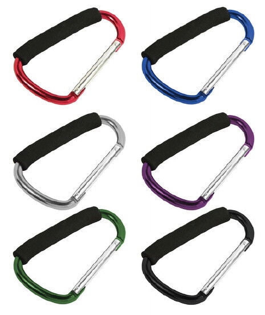 2PK 6.5" Jumbo Aluminum Carabiner D-Ring Spring Snap Hook Keychain Cushion Grip
