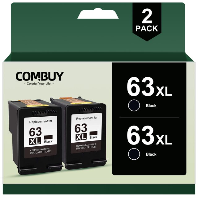 2PK 63XL Black Ink Cartridge for HP Envy 4512 4516 4520 4522 Officejet 3830 4650 5255