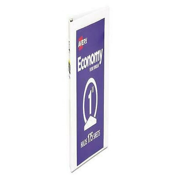 2PK AVE05711 Economy View Binder with Round Rings , 3 Rings, 1" Capacity, 11 x 8.5, White, (5711)