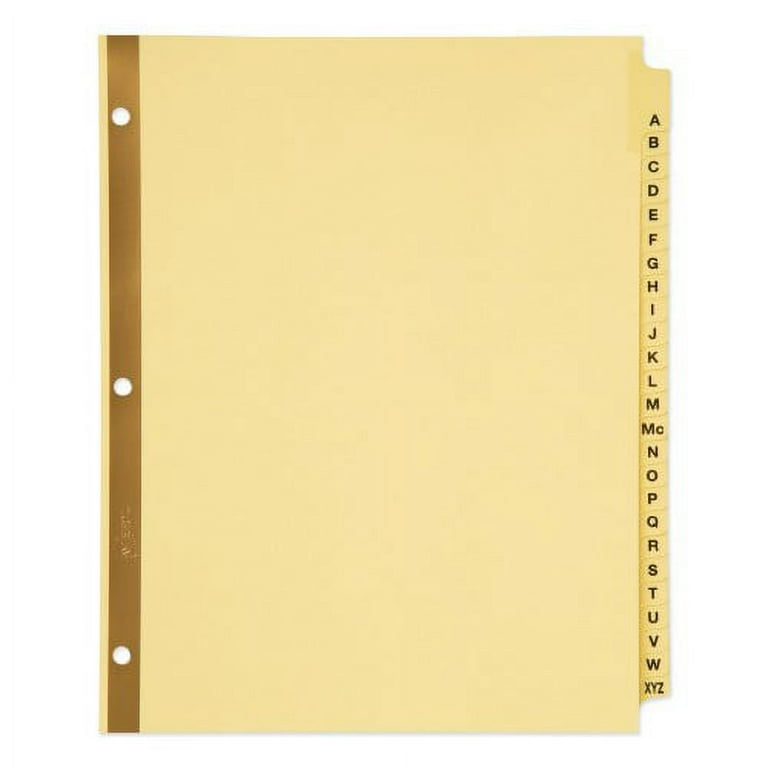 Preprinted Laminated Tab Dividers with Gold Reinforced Binding Edge, 25-Tab, A to Z, 11 x 8.5, Buff, 1 Set Preprinted Laminated Tab Dividers with Gold Reinforced Binding Edge, 25-Tab, A to Z, 11 x 8.5, Buff, 1 Set