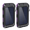 thumbnail image 1 of 2PK BAOKALER 30000mAh Solar Charger for Cell Phone iPhone, Portable Solar Power Bank with Dual 5V USB Ports, 2 Led Light Flashlight, Compass Battery Pack for Outdoor Camping Hiking(Purple), 1 of 10