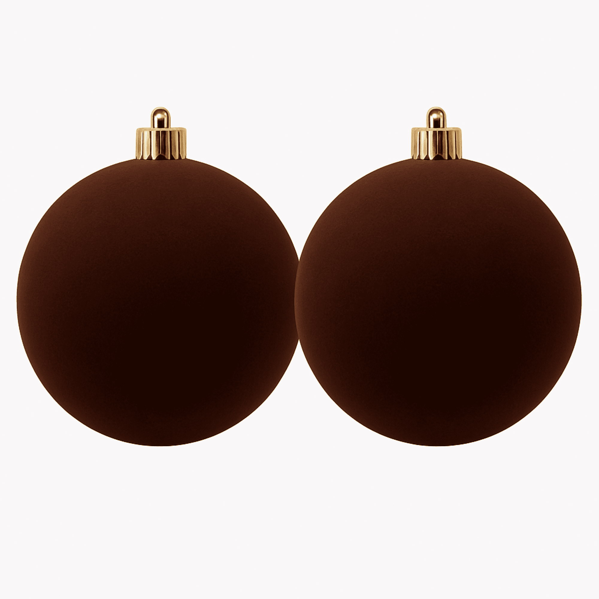 2 Count Brown Velvet-Feel Jumbo Shatterproof Christmas Ornaments, 7.79", by Holiday Time