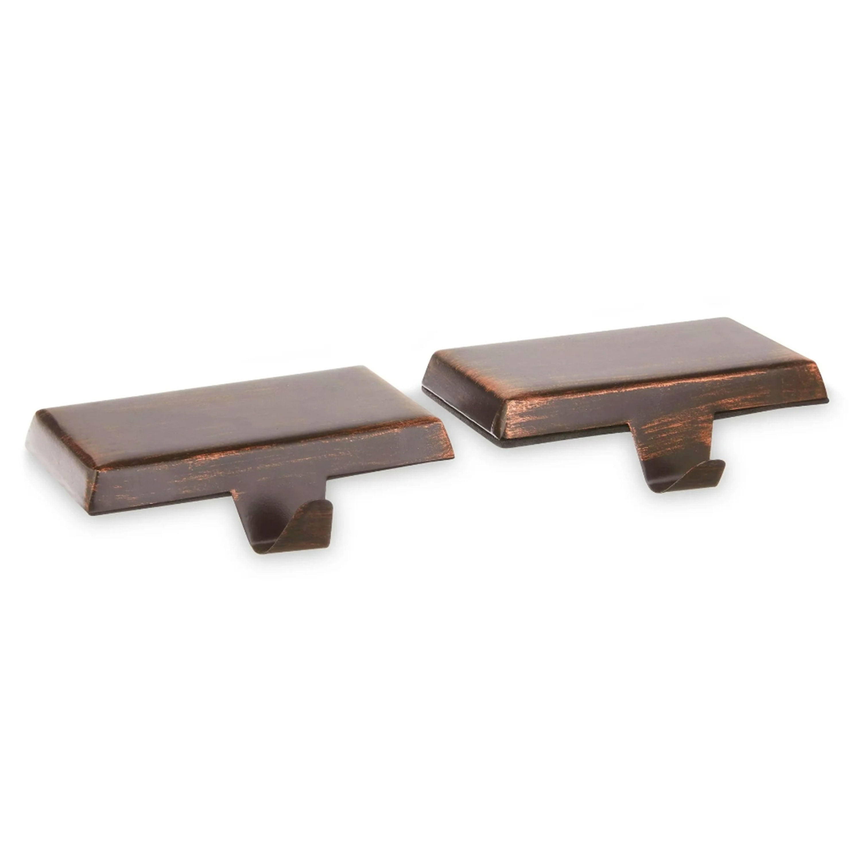 Metal Christmas Stocking Holder Set with Brushed Finish, Brown, 5", 2 Count, by Holiday Time
