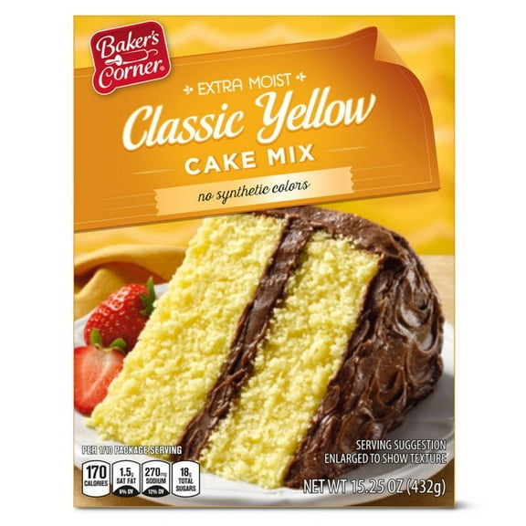 2PK - Baker's Corner Extra Moist Classic Yellow Cake Mix, 15.25 oz